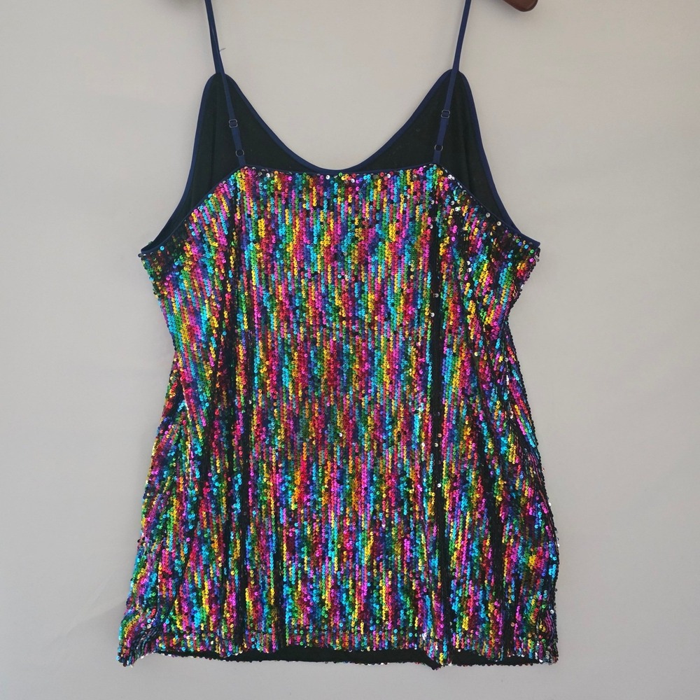 Allegra K Womens XXXL Rainbow Sequin Mini Dress Adjustable Strap‎  Glam Party - Picture 4 of 12